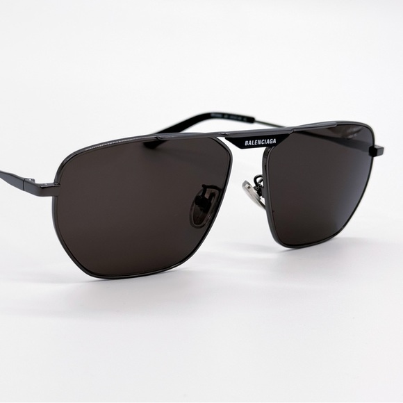 NEW BALENCIAGA BB0298SA 001 AVIATOR BLACK  METAL UNISEX SUNGLASSES BALENCIAGA - Picture 6 of 9